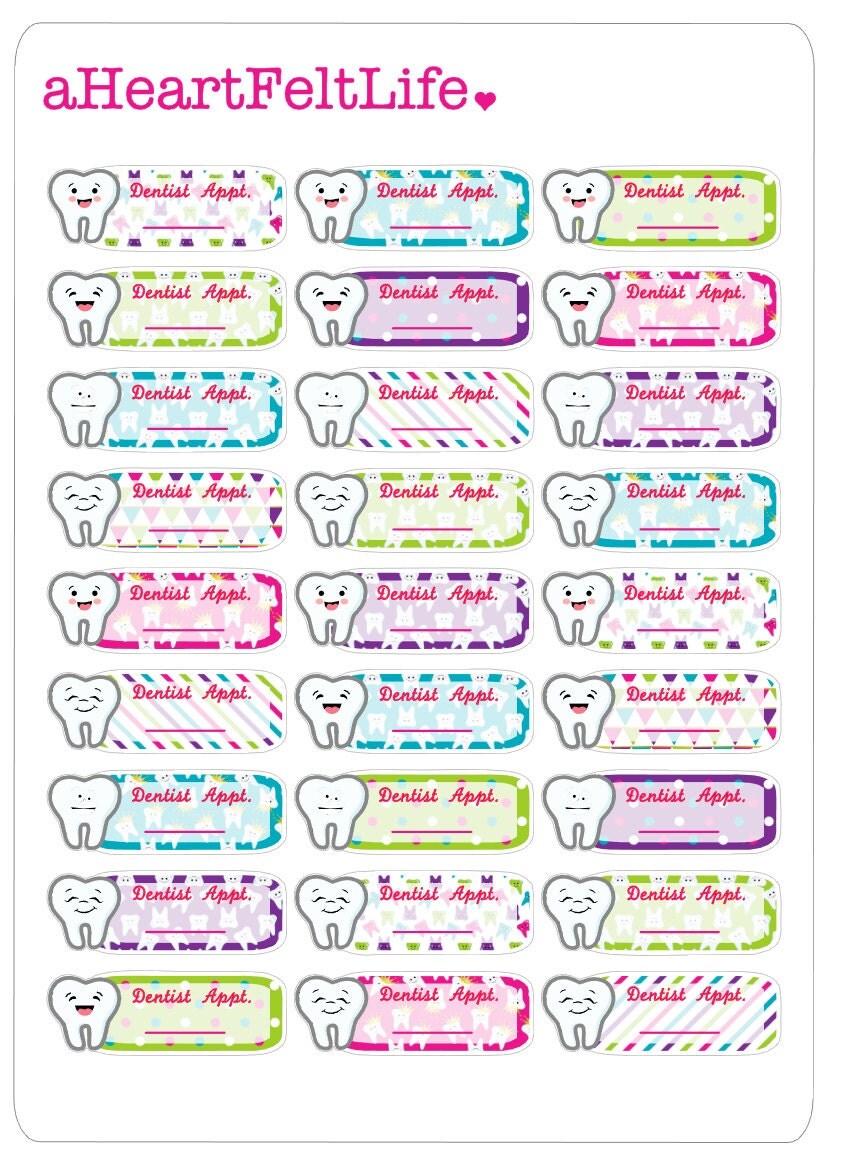 Dentist Appointment Stickers for your Planner scrapbook