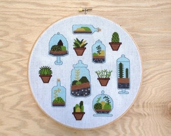 Terrarium - Modern cross stitch pattern PDF - Instant download