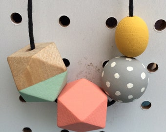 grab bag wooden bead necklace - geometric pastel polka dot