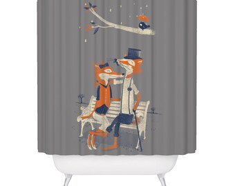 Fox, Shower Curtain, Nighttime Nuzzle, Beautiful Animal Shower Curtain - Made in USA - Great Decoration Gift for Bathroom