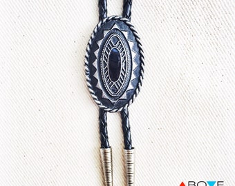 Western BOLO TIE with Tribal Native American Design - The 'Blackfoot' Bolo Tie