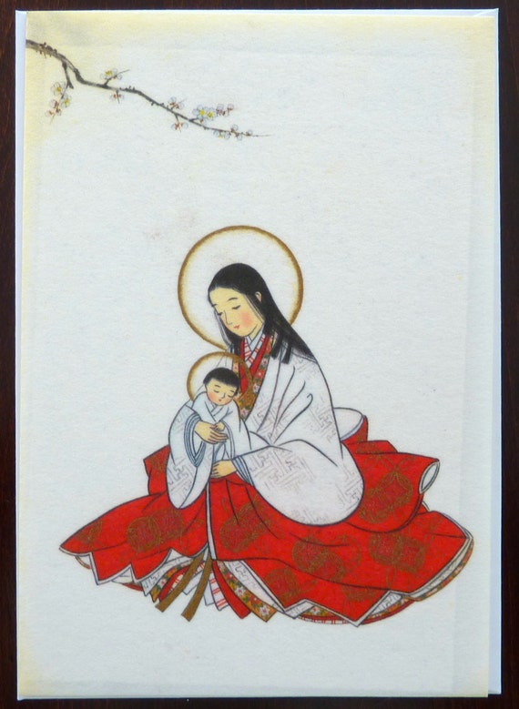 Vintage Japanese Madonna Blank Card Carmel Tokyo Japan