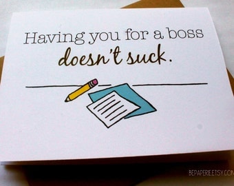 Boss Card - Supervisor Thank You Card - Funny Appreciation Card - Work Card - Boss Day