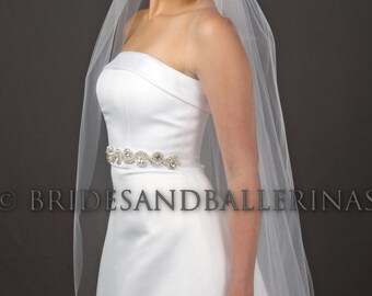 1 Layer Veil, Waltz Length Veil, Bridal Veil, White Wedding Veil, Ivory Veil, Raw Edge Veil, All Lengths, Fast Shipping! Wedding Veil Bliss