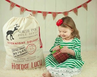 Personalized santa sack / personalized Christmas sack with drawstring