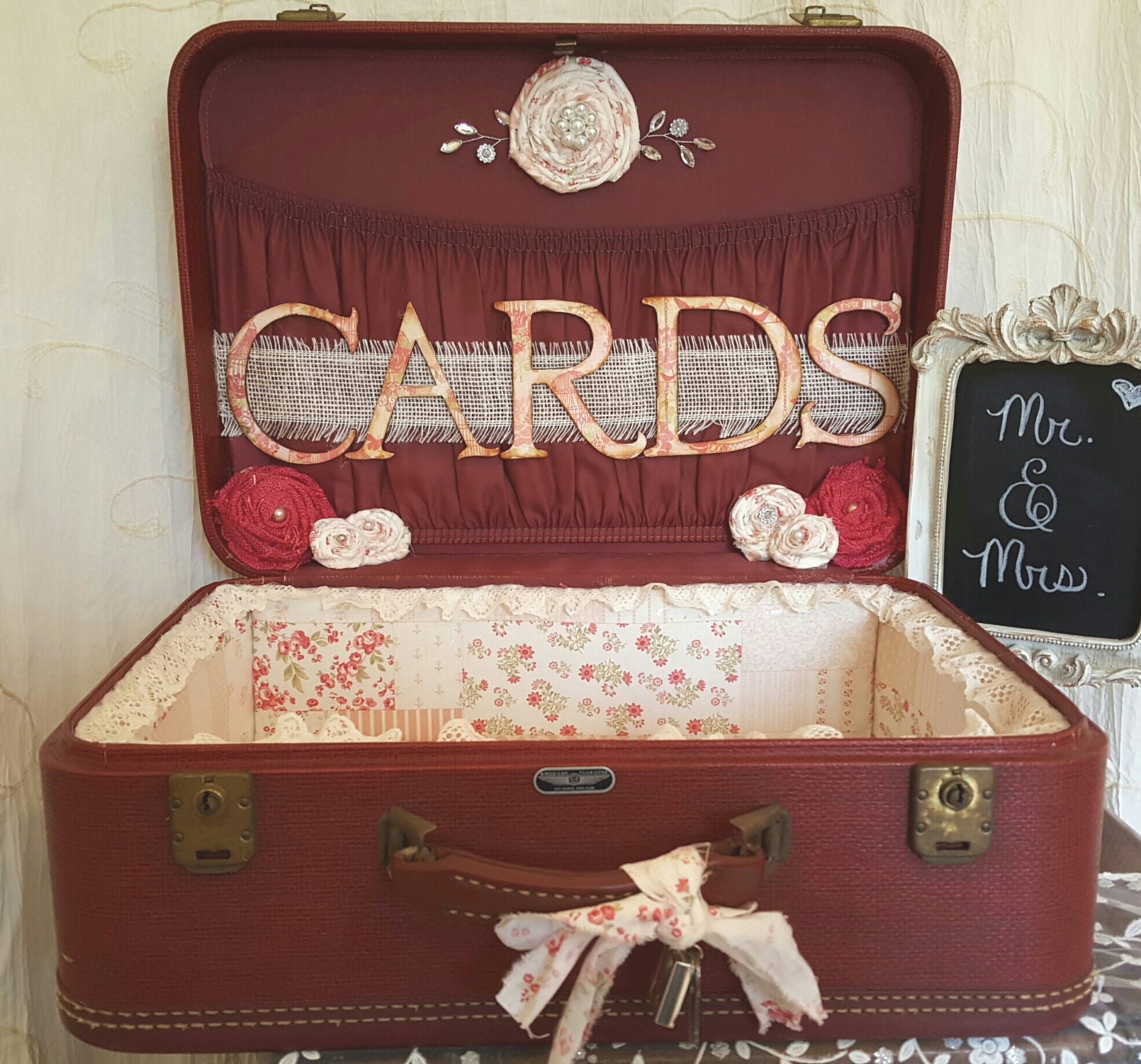 Vintage Wedding Card Suitcase shabby chic wedding card