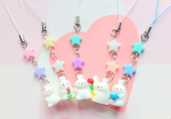 Anime Phone Charm Molang Cute Bunny Rabbit Charm Kawaii