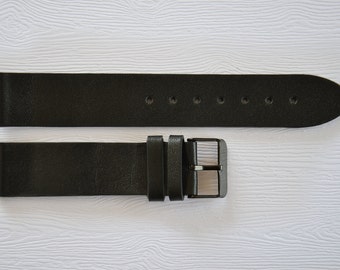 Black watch strap, Leather watch strap, 20mm watch strap, Watch band, 20mm Watch band, Leather watch band, Watch straps, Watch bands
