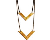 Boho Chic, Chevron Charms, Geometric, Gold Brass, Multi chains,  Elegant, Trendy, Modern, Contemporary, Minimalist, Layered necklace
