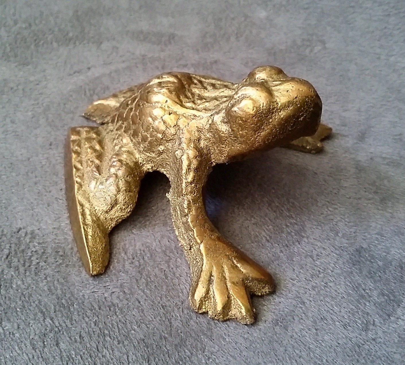 Mid-Century Brass Frog Figurine Great Brass Detailed Toad