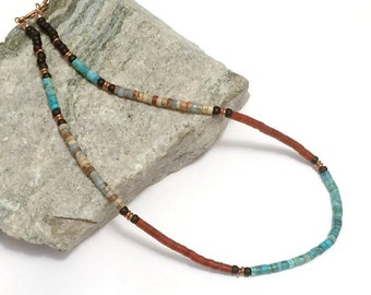 Nacozari Turquoise Necklace, Native American Jewelry, Heishi Necklace, Tribal, Boho, Southwestern Necklace, Unisex Necklace, Jasper Necklace