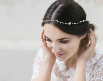 Wedding Headband , Bridal Hair Vine , Wedding Hair Accessories , Pearl Hair Accessory ,Ivory Pearl Headband , Swarovski Wedding Hair Vine