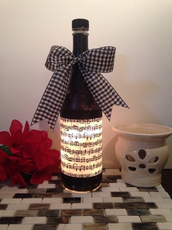 Music Notes wine bottle lamp bottle lamp night light music