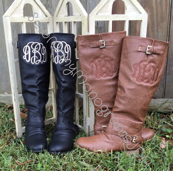 monogram lace up boots