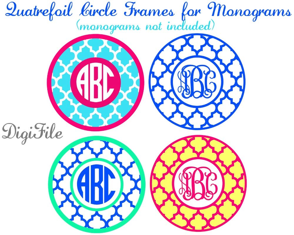 Download Quatrefoil Circle Frames for Monograms SVG DXF EPS for