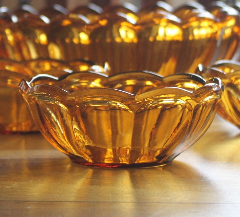 Vintage Amber Glass Bowls
