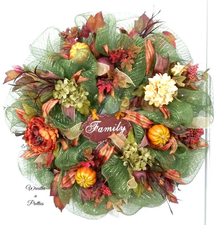 Thanksgiving deco mesh wreath Thanksgiving wreath Fall deco