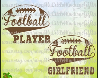 Football Player Split and Football Girlfriend Split Design Full Color Digital Clipart and Cut File Jpeg Png SVG EPS DXF Instant Download