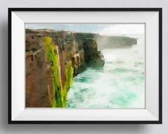 Ireland print,watercolor painting, Irish Cliffs of Moher, Pic no 20