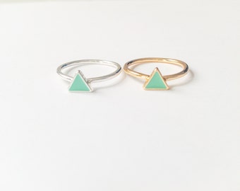 Triangle ring in gold or silver, midi ring, mint ring, gold ring, silver ring, cute ring, gold midi, triangle ring