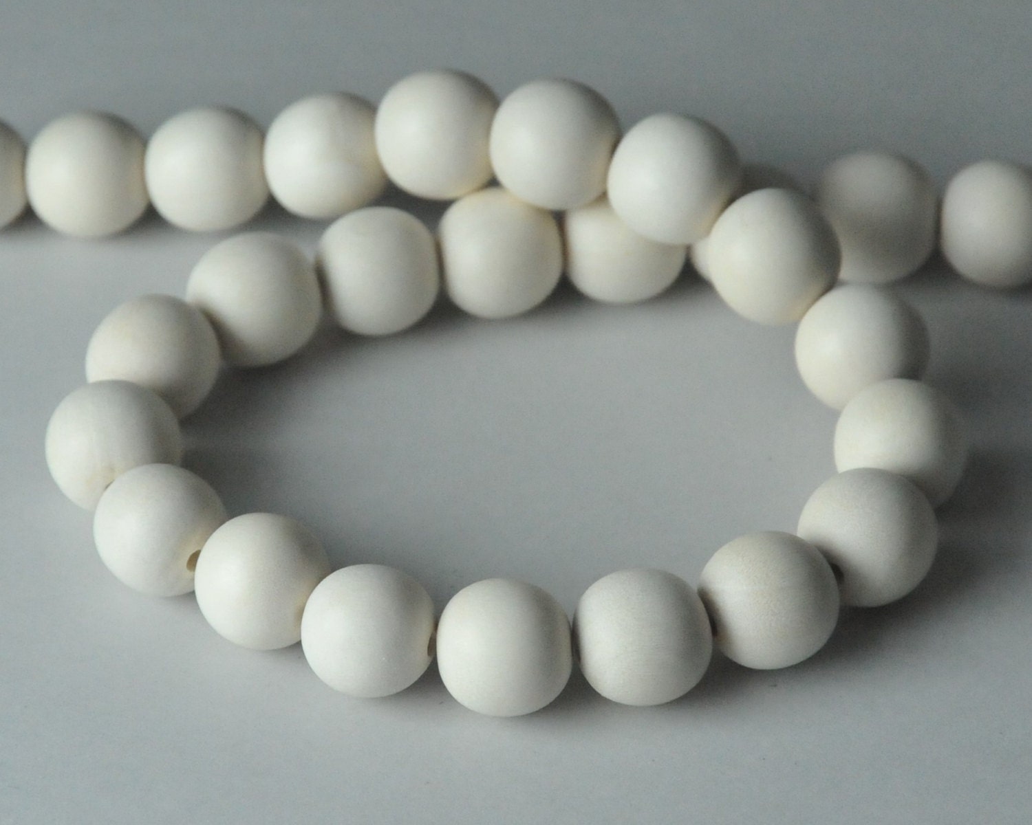 White Beads Round Wood Beads 15mm Large Beads Chunky