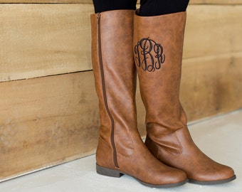 Monogrammed Riding Boots-FREE SHIPPING-Monogram Boots-Personalized Riding Boots-Black or Brown