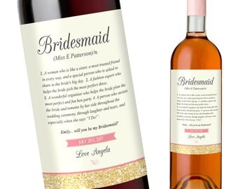 Will You Be My Bridesmaid Wine Label | Dictonary Definition of a Bridesmaid