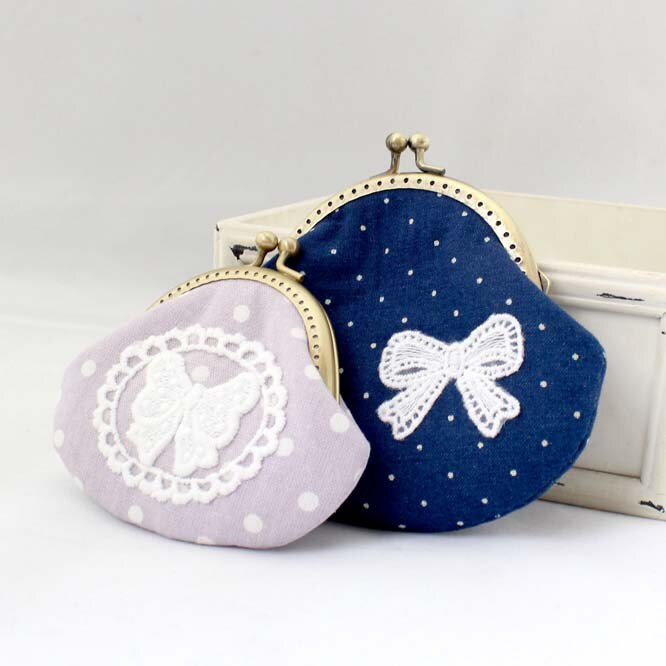 Handmade bag kit/8.5cm 10cm Purse Kit/ Polka Dot Purse Frame