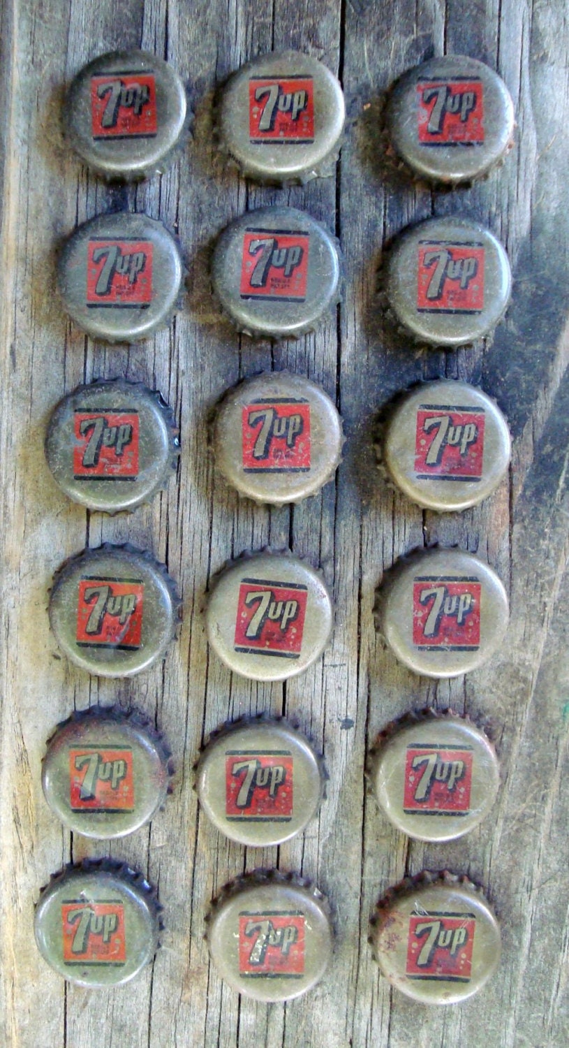 Vintage Bottle Caps Old Cork 7UP Soda Bottle by AdasLeftOverLove