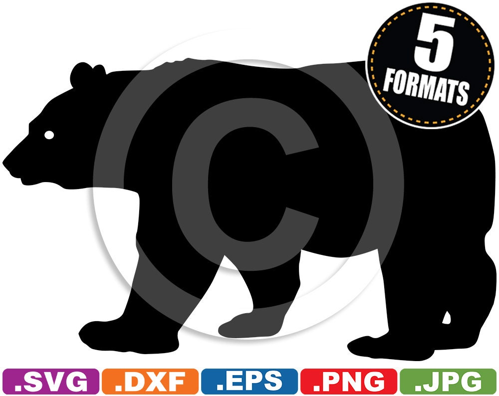 Download Black Bear Silhouette Clip Art svg & dxf cutting files for