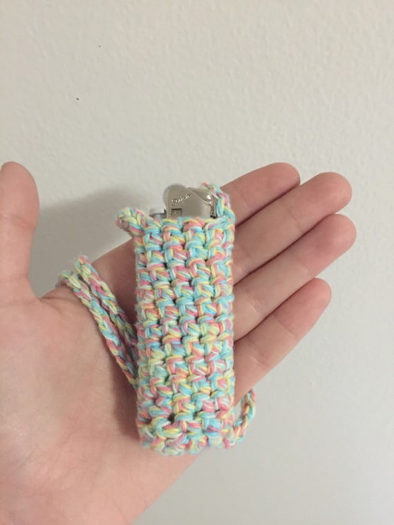 Lighter Holder Crochet Necklace Cozy by StitchMeASmile on Etsy