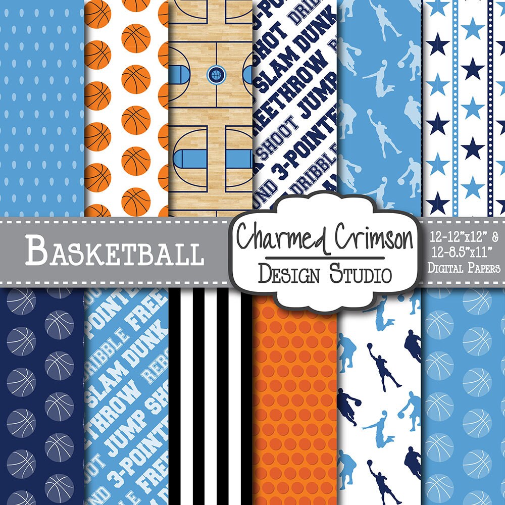 1281 SALE 50 OFF Navy Digital Paper Basketball by CharmedCrimson