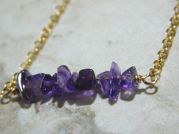 Items similar to Short Gemstone Bar Necklaces, Dainty Gold Filled