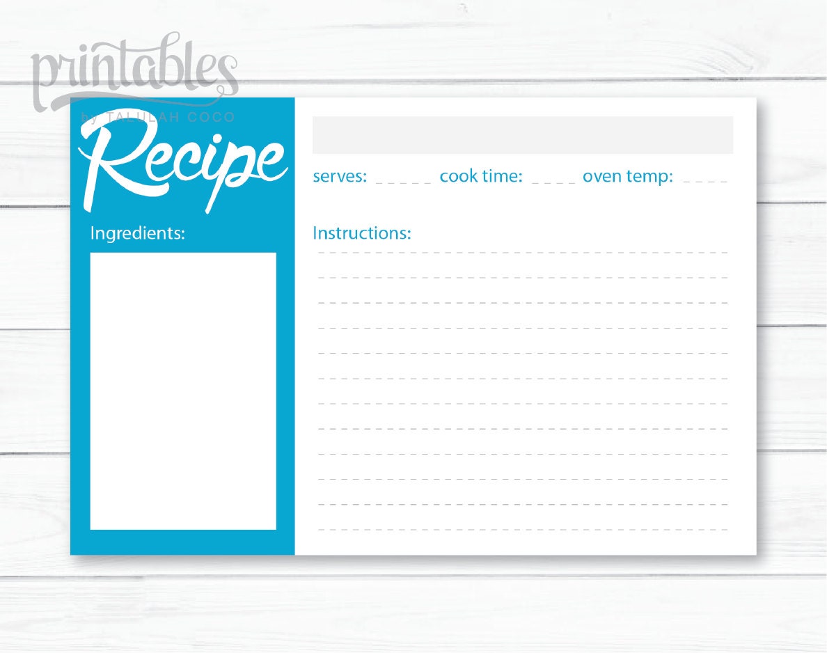 free editable recipe cards 4x6