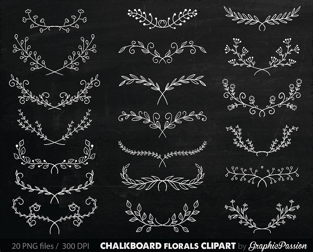 Chalkboard Digital Flourish Clip Art Digital Flourish Swirls