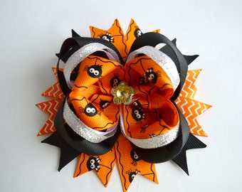 Halloween Hair Bow Boutique Hair Bows Layered Halloween Bow Stacked Bow Little Girl Bow Halloween Girl Hair bow Baby Hair bows Halloween