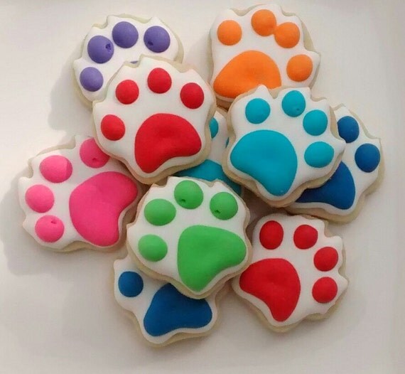 Paw Dog theme sugar cookies mini or large birthday party