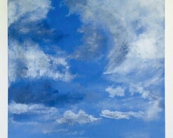 Original Painting, Acrylic Painting, Cloud Painting, Landscape Painting, Painting on Canvas, Contemporary Art, Wall Art, Navy, Black, Grey