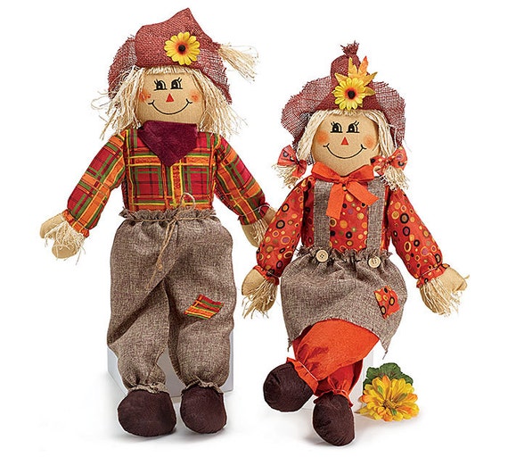 Front Porch Yard Large Sitting Scarecrows Single Or By Zazzystuff