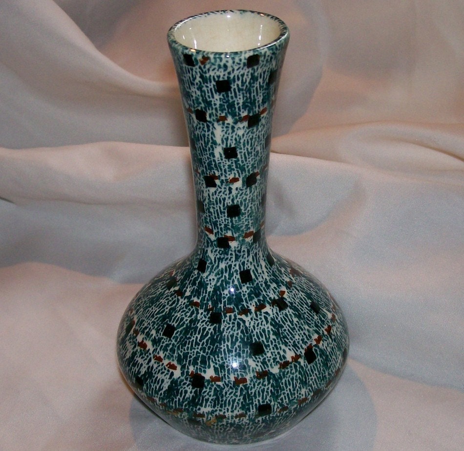 Vintage Villeroy and Boch Blue Porcelain Bud Vase Abstract