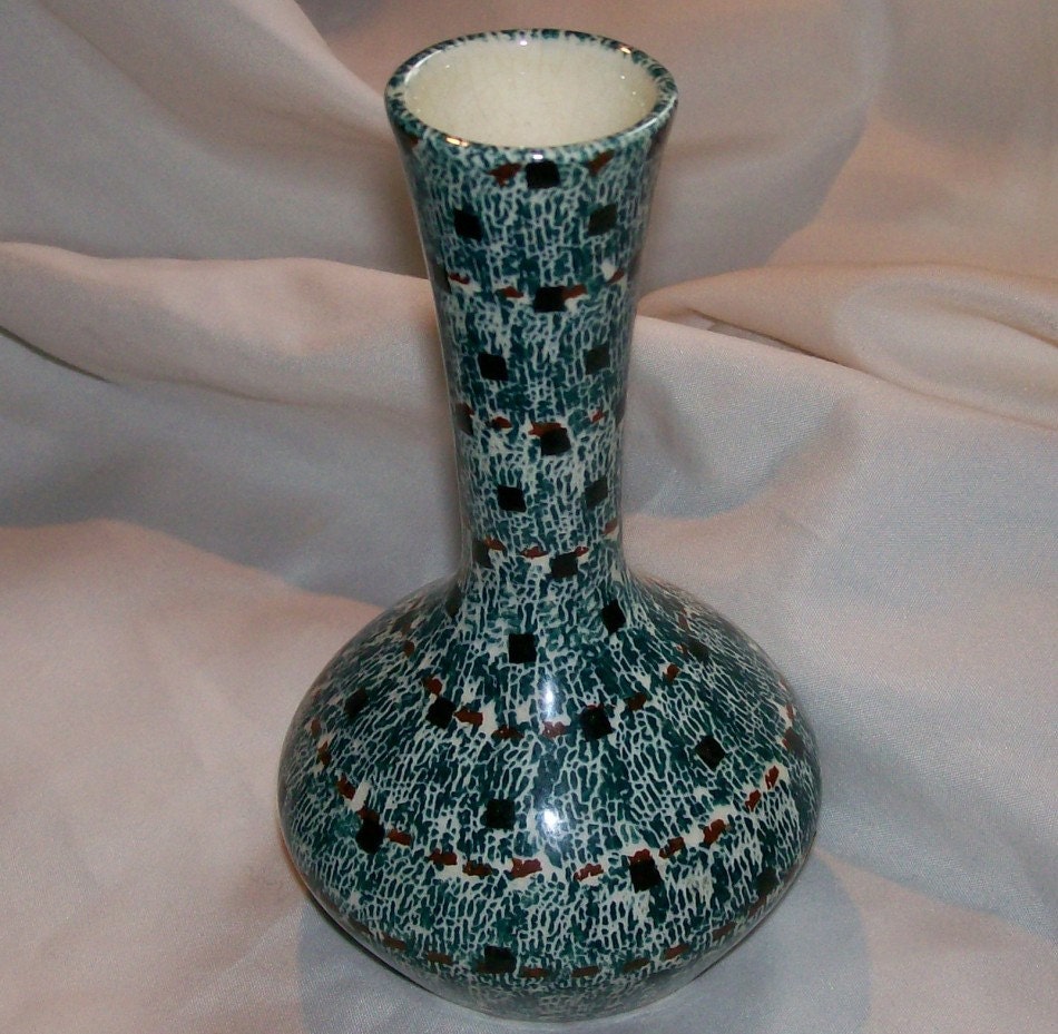 Vintage Villeroy and Boch Blue Porcelain Bud Vase Abstract