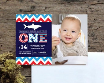 Shark birthday invitation, shark themed birthday, boys shark party, ANY AGE, shark invitation, shark theme, boys birthday invitation, shark