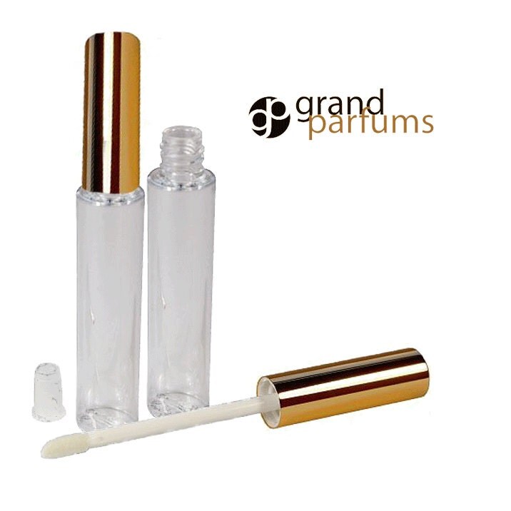 6 Lip Gloss 10ml Tubes w/ Metallic GOLD Wand Tops Private