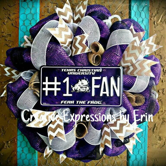 TCU wreath texas christian University wreath by CExpressionsbyErin