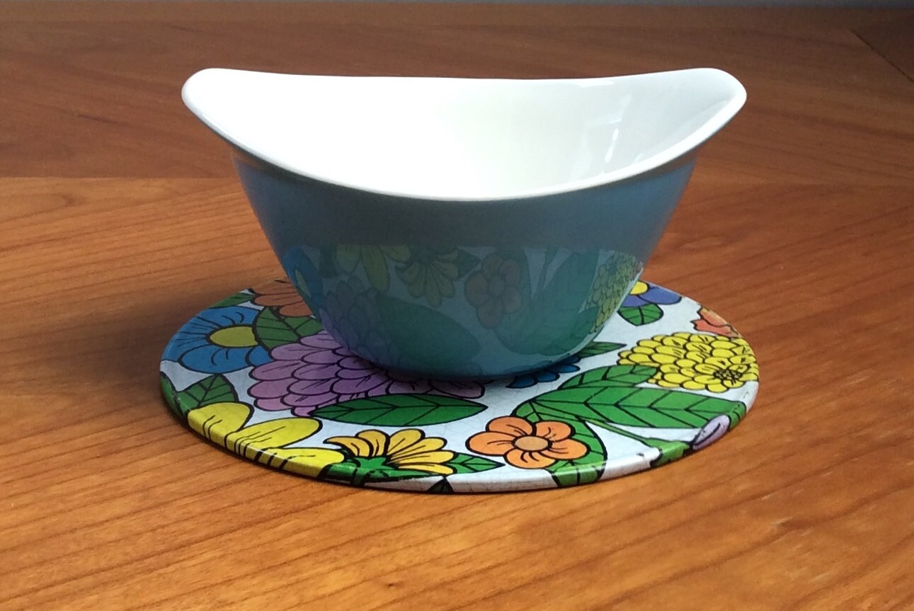 Vintage Royal China Blue Heaven Gravy Boat Small Serving Bowl Haute Juice