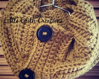 Bulky Button Crochet Cowl/Neckwarmer