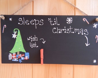 Christmas countdown plaque, Christmas wish list, Christmas sign, Countdown to Christmas, Christmas decoration, Sleeps until Christmas