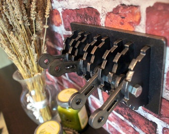 Steampunk Quadruple Light Switch Cover w/ Levers. Steel. Gear Shaped. Functional, Industrial Modern Art.