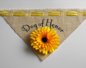 Wedding Bandana for Dog of Honor - Burlap Dog Bandana for Rustic Wedding - Yellow, Pink, Green, Purple, Burgundy, Turquoise