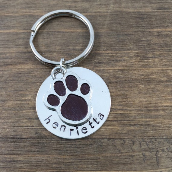 Personalized Dog Print Keychain Hand stamped Keychain Dog